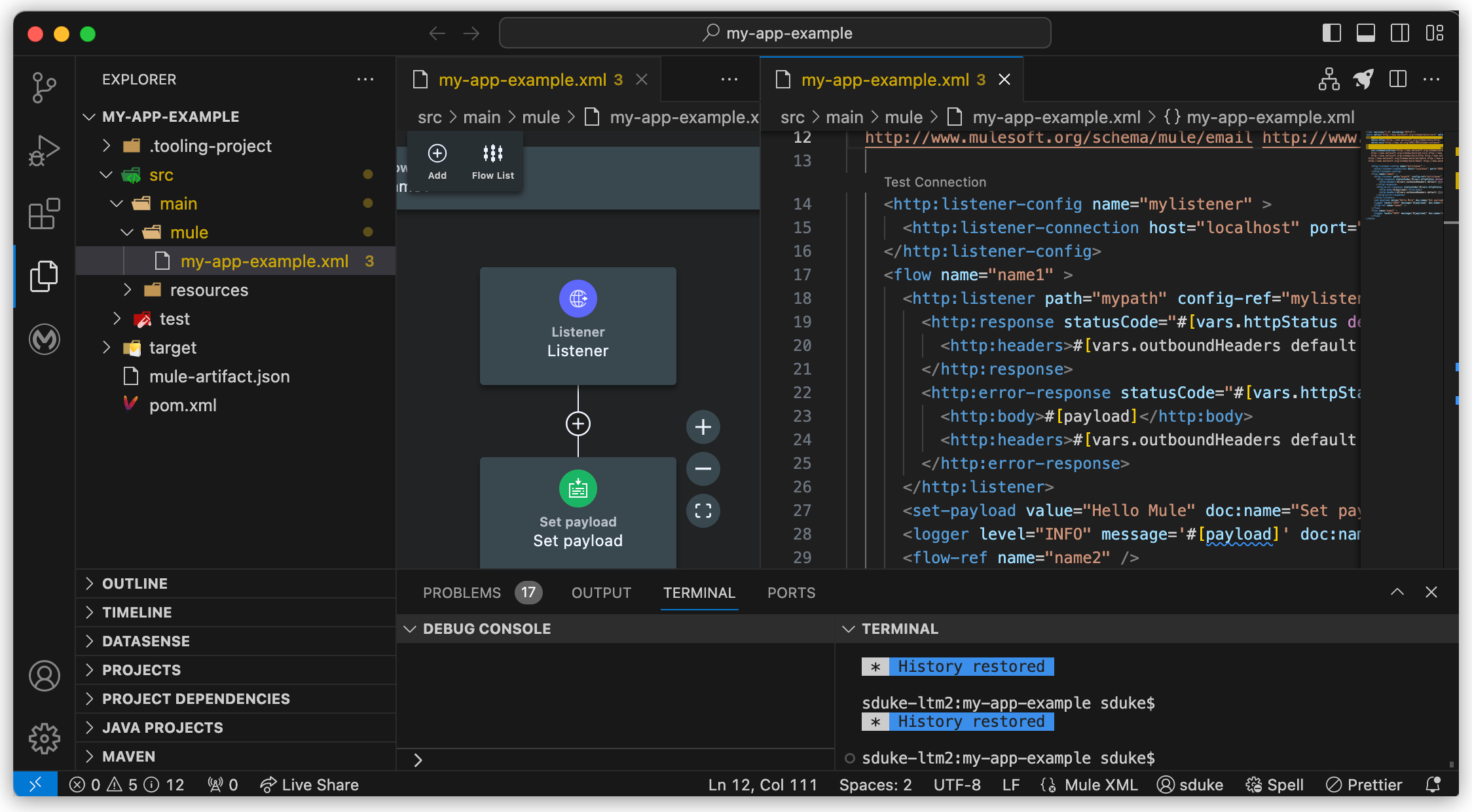 Anypoint Code Builder using the dark theme