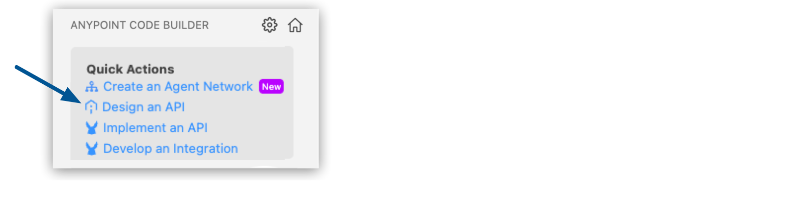 *Design an API* link highlighted in the *Create* section