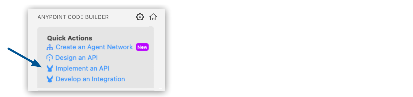 Implement an API in the Create menu
