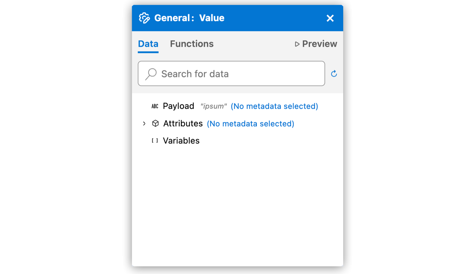 Data tab for expression field