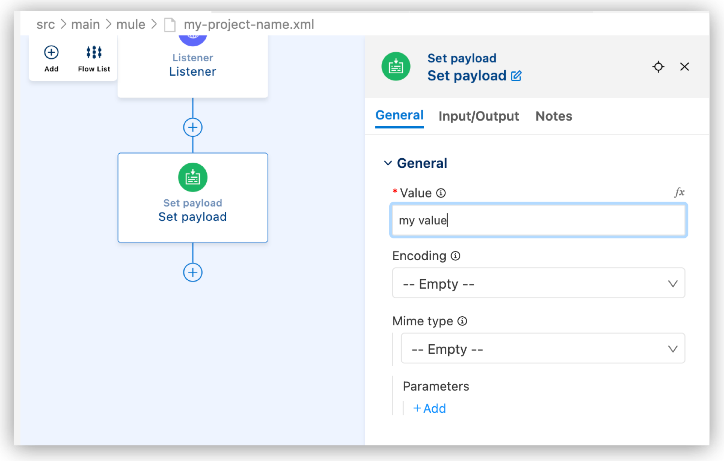 Adding string to Set Payload