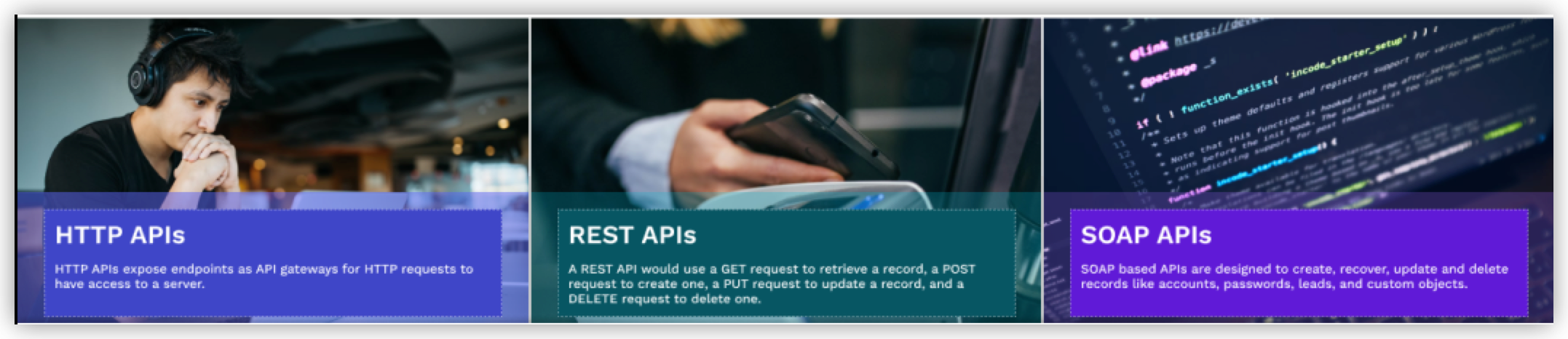 Service cards you can select to filter results by service type