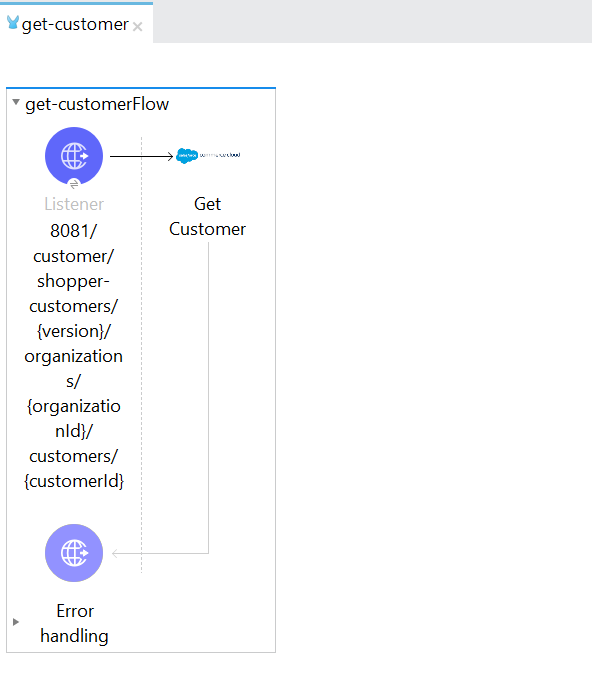 Get Customer operation dragged to the flow