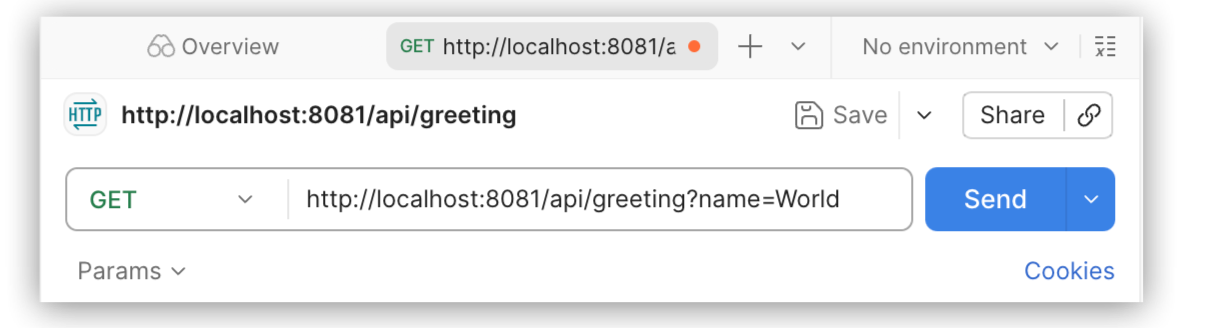 Postman UI with the request URL entered