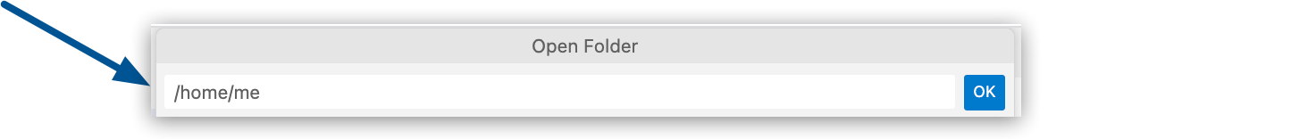 [Open Folder (フォルダーを開く)] 項目へのホームディレクトリの追加