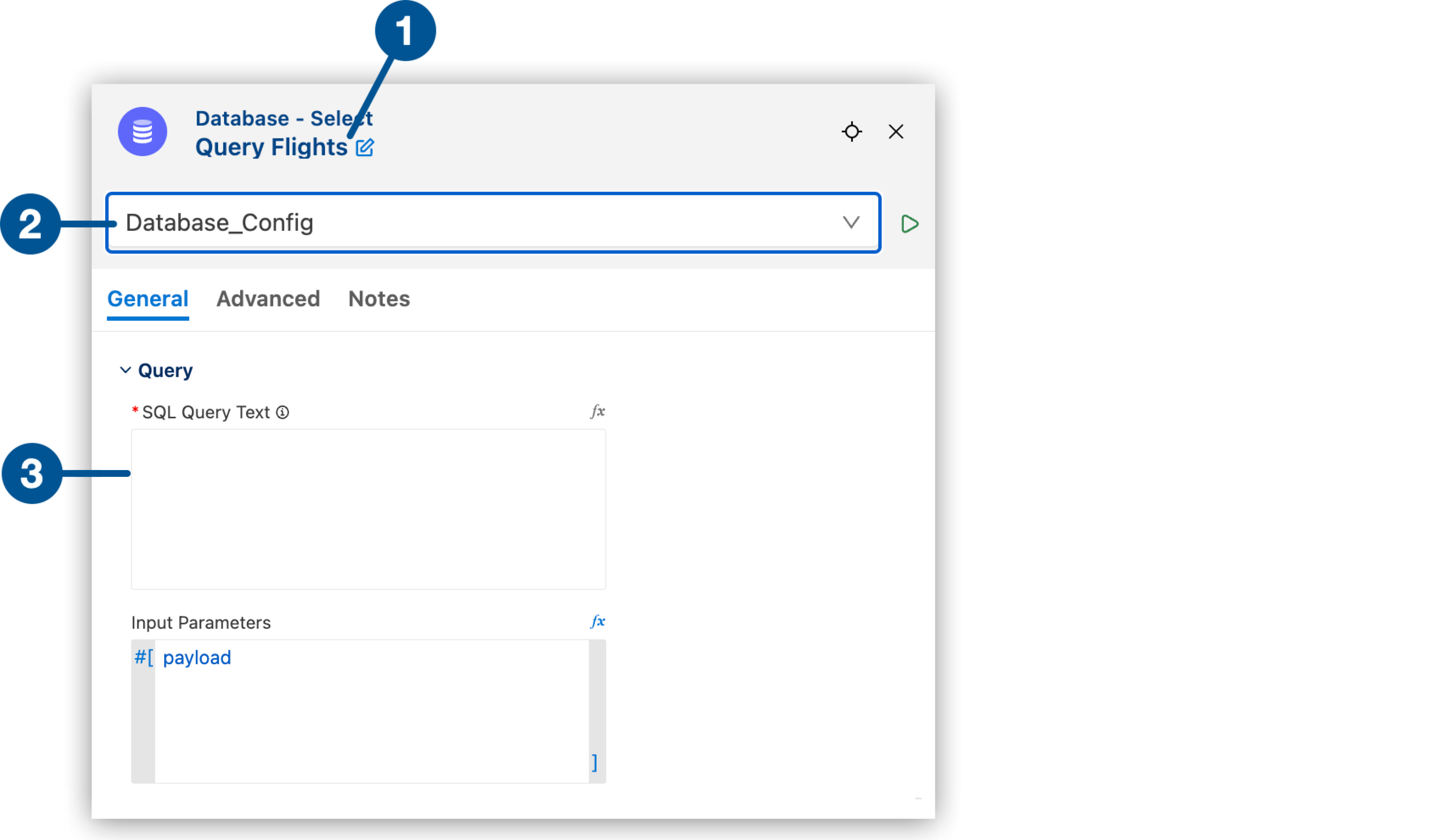 設定パネルを使用した Select コネクタの設定。