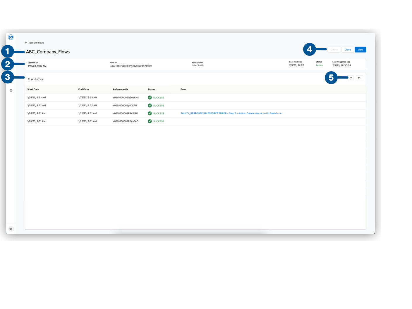 "MuleSoft Composer の [Flow Details (フローの詳細)