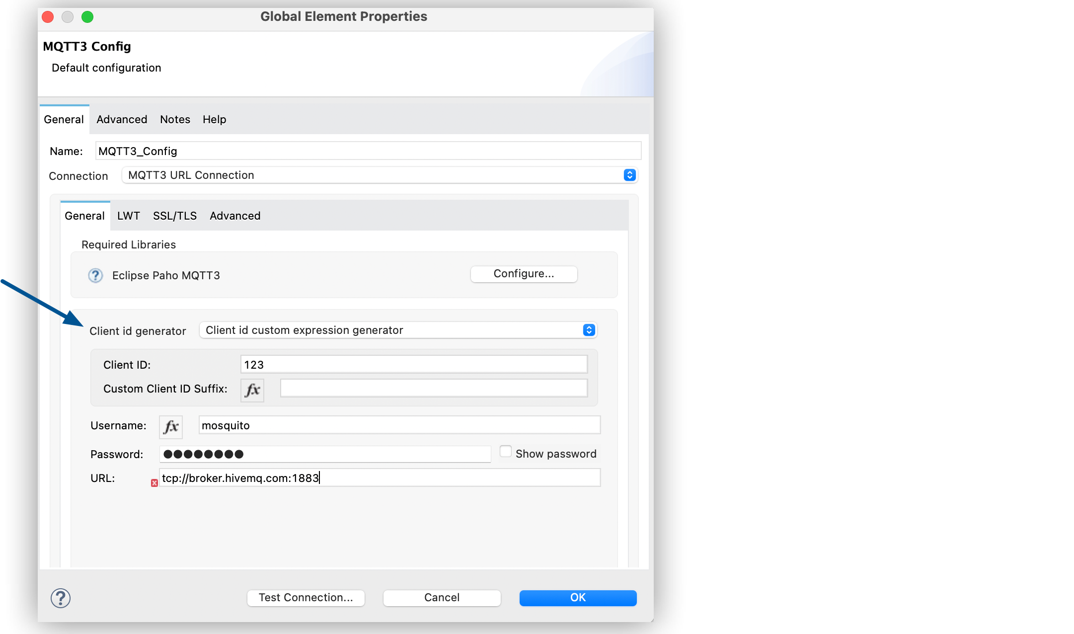 Client ID Custom Expression Generator configuration in Global Element Properties window