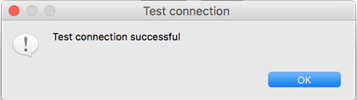 Test connection successful message